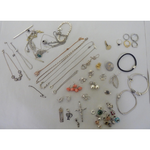 71 - Silver and white metal items of personal ornament: to include a pair of LOVE earrings; and assorted ... 