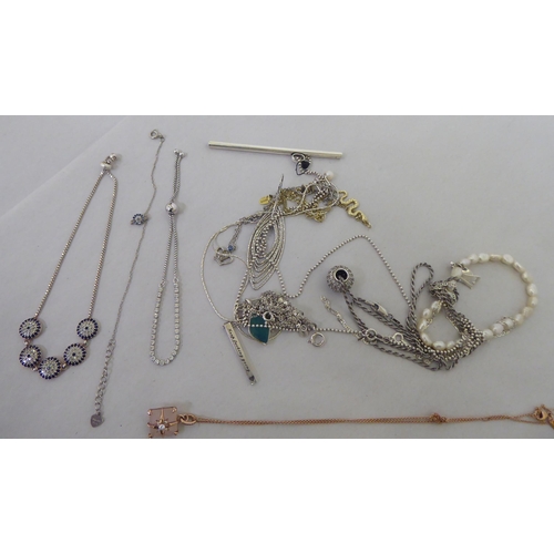 71 - Silver and white metal items of personal ornament: to include a pair of LOVE earrings; and assorted ... 