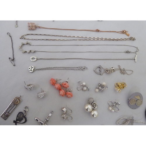 71 - Silver and white metal items of personal ornament: to include a pair of LOVE earrings; and assorted ... 