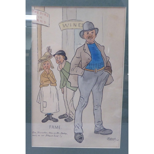 79 - Two framed early 20thC humorous period studies  pen & watercolour  7