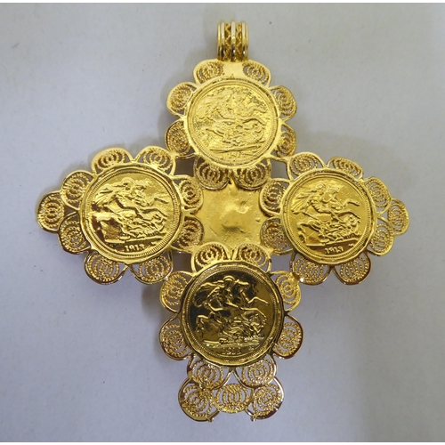 82 - Costume jewellery: to include yellow metal, coloured bead necklaces; coin and other pendants