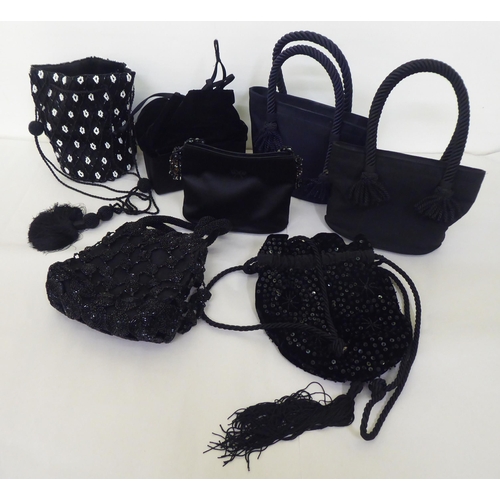 95 - Seven black evening bags, variously decorated in beads and sequins: to include an Anya Hindmarch and... 