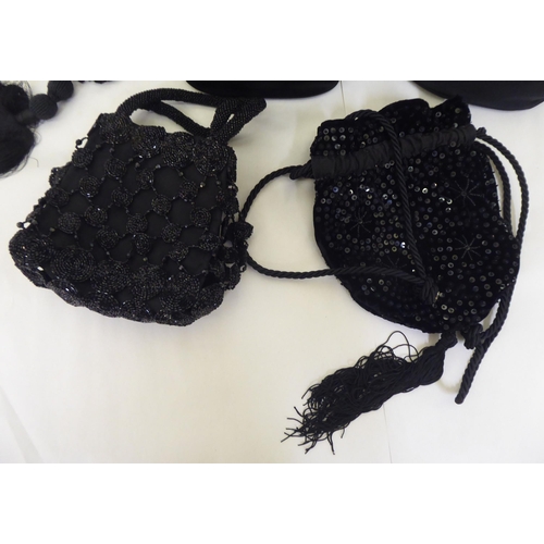 95 - Seven black evening bags, variously decorated in beads and sequins: to include an Anya Hindmarch and... 