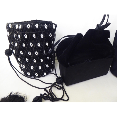 95 - Seven black evening bags, variously decorated in beads and sequins: to include an Anya Hindmarch and... 