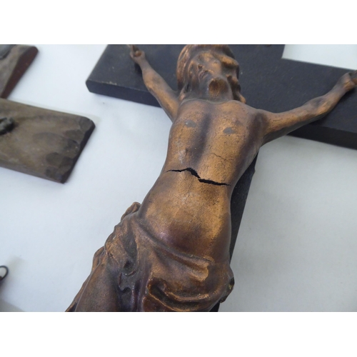 96 - Crucifix: to include one in stained oak with a copper effect Corpus Christi  21