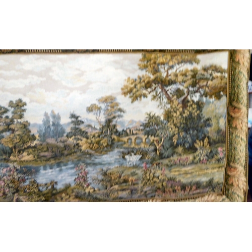 108 - A wall hanging tapestry, depicting a rural scene  37