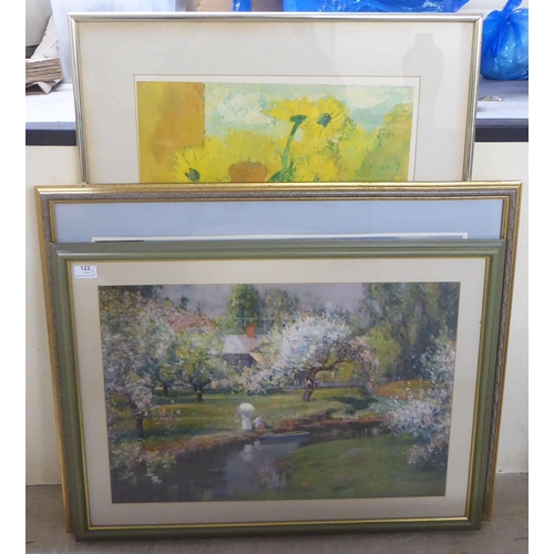 122 - Three framed pictures: to include after Bernard Cathelin - 'Autumn'  print  16