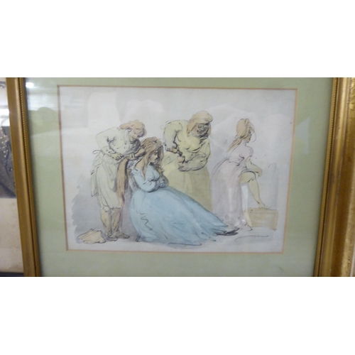 130 - Framed pictures and prints: to include Jan Godman - a street scene  watercolour  bears a s... 