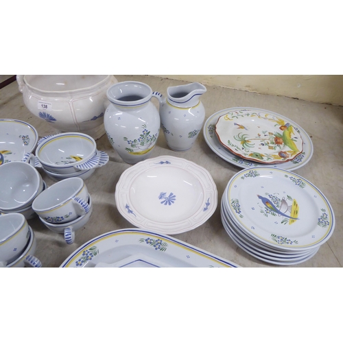 138 - Quimper tableware: to include a teapot, cups and plates