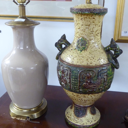 156 - Four dissimilar crackle glazed design and other china table lamps  all approx. 16