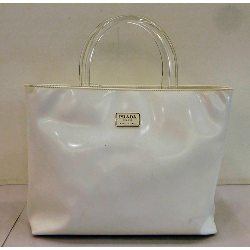 196 - A Prada Bianco Spazzolato & PL handbag with a dust cover  circa 1998 