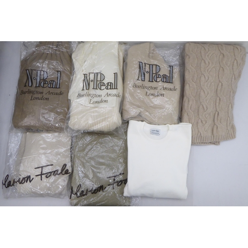 202 - Seven cotton/cashmere jumpers in cream and fawn colours  approx. size 10/12