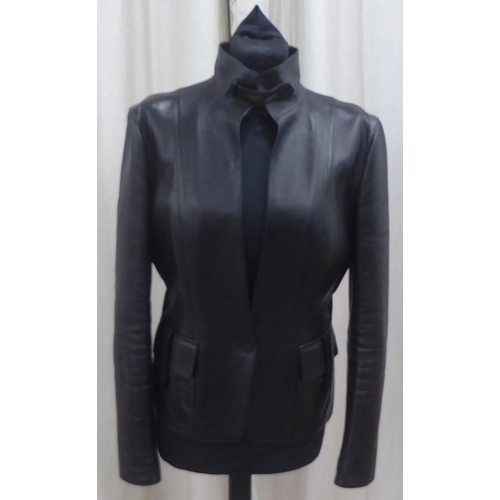 222 - A lady's Gucci black leather jacket  size 8