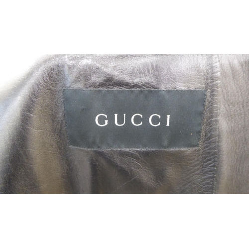 222 - A lady's Gucci black leather jacket  size 8