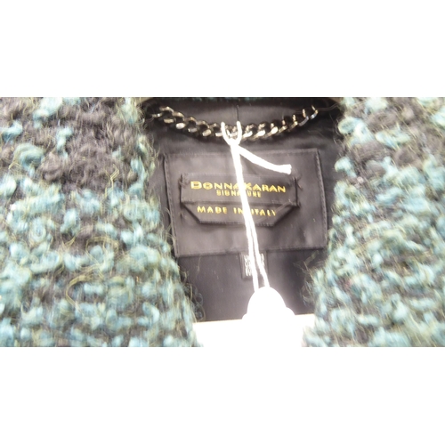 231 - A Donna Karin three quarter length green and black boucle coat  size 10; and a Marc Jacobs text... 