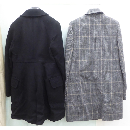 233 - A lady's Pringle black wool/cashmere double breasted coat  size 8; and a Venessa Bruno grey checked ... 