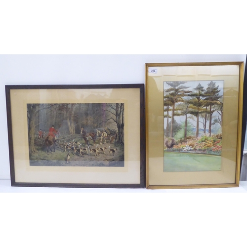 234 - R B - a woodland landscape  watercolour  bears initials  11