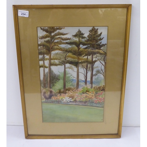 234 - R B - a woodland landscape  watercolour  bears initials  11