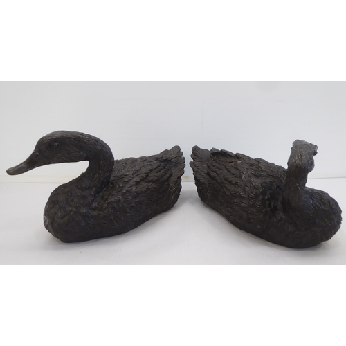 270 - A mixed lot: to include functional 20thC metalware and two composition model ducks  7