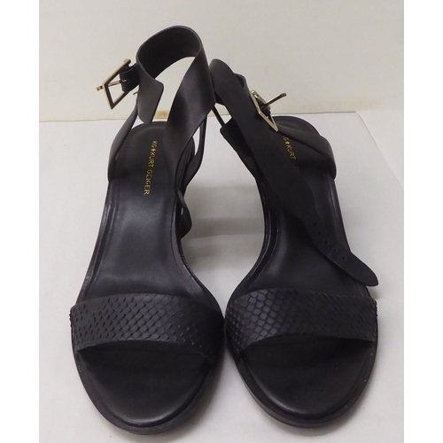 30 - A pair of ladies Kurt Geiger black leather, low heeled, open toe shoes  size 39