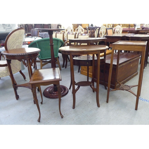 319 - Small furniture: to include an Edwardian string inlaid mahogany oval two tier occasional table, rais... 