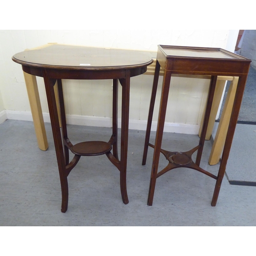 319 - Small furniture: to include an Edwardian string inlaid mahogany oval two tier occasional table, rais... 