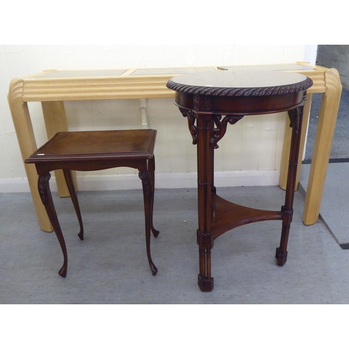 319 - Small furniture: to include an Edwardian string inlaid mahogany oval two tier occasional table, rais... 