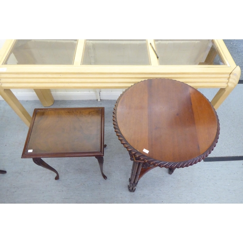 319 - Small furniture: to include an Edwardian string inlaid mahogany oval two tier occasional table, rais... 