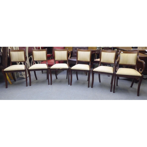 322 - A set of seven modern Regency style string inlaid mahogany dining chairs  comprising five standard/t... 