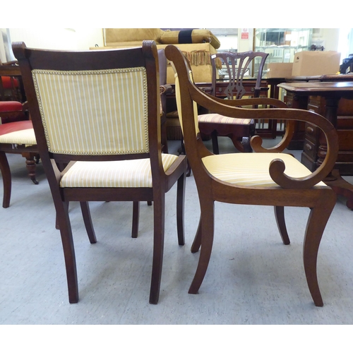 322 - A set of seven modern Regency style string inlaid mahogany dining chairs  comprising five standard/t... 