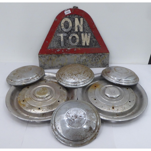 333 - Motor related items, viz. an 'ON Tow' sign&nbsp; 17
