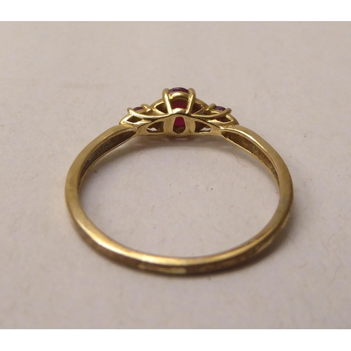 342 - A 9ct gold ruby and diamond set ring