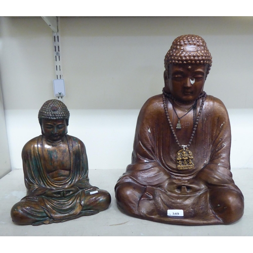349 - A gilded plaster model, a seated Buddha&nbsp; 19