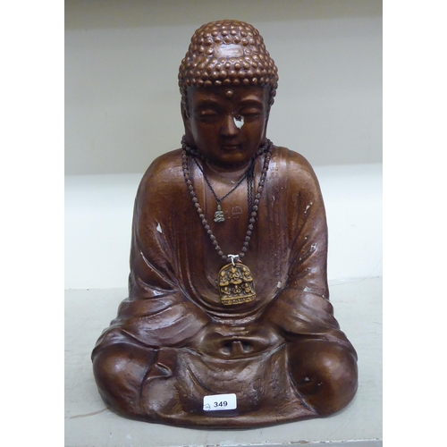 349 - A gilded plaster model, a seated Buddha&nbsp; 19