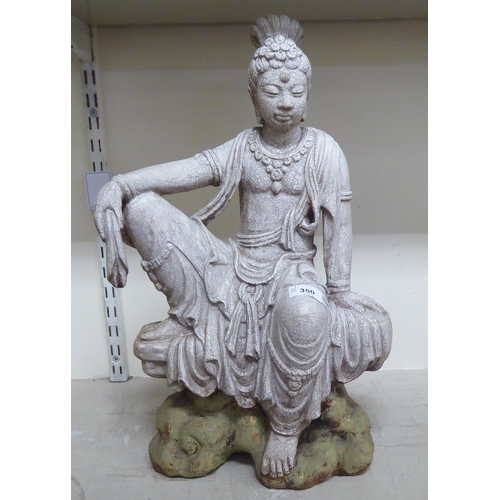 350 - A white painted terracotta figure, a seated deity&nbsp; 20