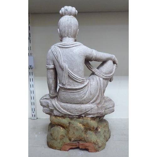 350 - A white painted terracotta figure, a seated deity&nbsp; 20