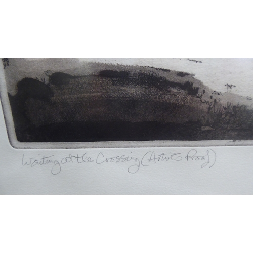 354 - After Graham Clarke - 'Waiting at the Crossing'&nbsp; Artists Proof&nbsp; bears a pencil signature&n... 