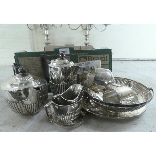 355 - Silver plated tableware: to include a pair of four branch candelabra  16