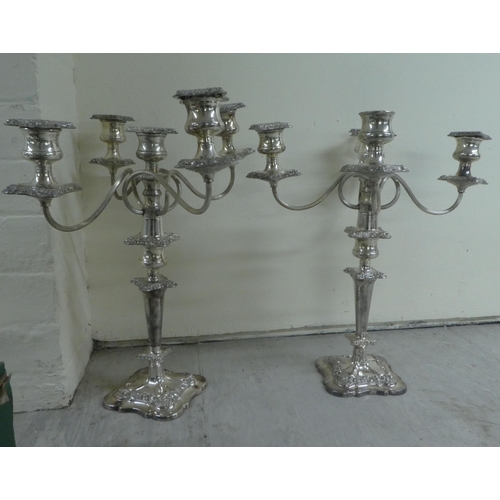 355 - Silver plated tableware: to include a pair of four branch candelabra  16