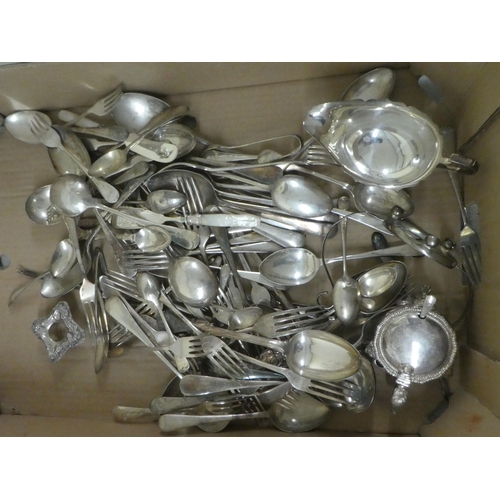 355 - Silver plated tableware: to include a pair of four branch candelabra  16