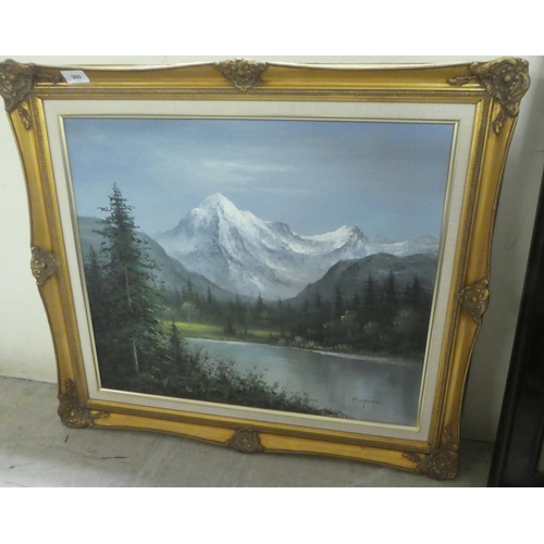 360 - Framed pictures and prints: to include Chapman - a mountainous landscape&nbsp; oil on canvas&nbsp; b... 