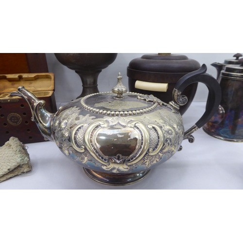 55 - Late Victorian/mid 20thC collectables: to include silver plated teaware; and a Down Brothers of Lond... 