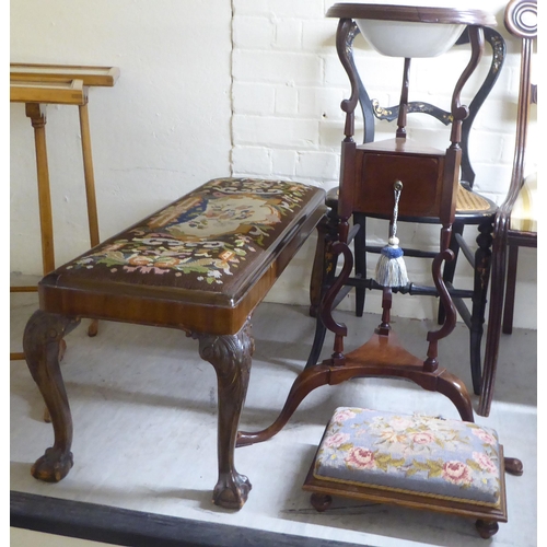 64 - Small, mainly 19thC furniture: to include a late Regency black painted bedroom chair 