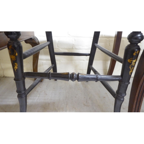 64 - Small, mainly 19thC furniture: to include a late Regency black painted bedroom chair 