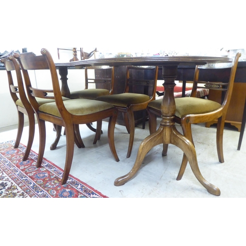 74 - Reproduction Regency style dining furniture, viz. a mahogany twin pedestal table  30