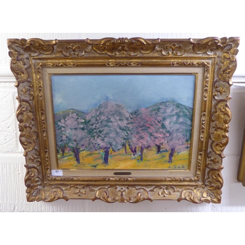 83 - Alexander Beattie - trees in a field  oil on canvas  bears a signature  12