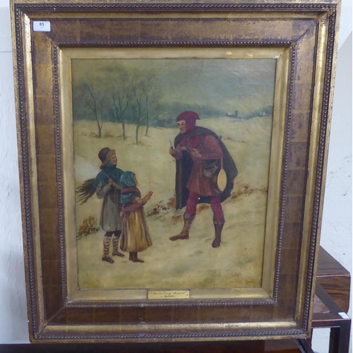 85 - Lionel Bundy - 'The Strolling Minstrel'  oil on canvas  bears a signature  23