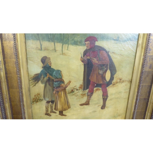 85 - Lionel Bundy - 'The Strolling Minstrel'  oil on canvas  bears a signature  23