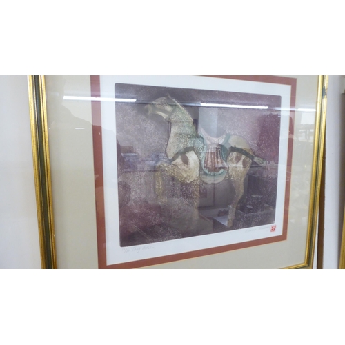 88 - After Edwina Maloney - 'Tang Horse'  Limited Edition 12/70 coloured print  bears a pencil ... 