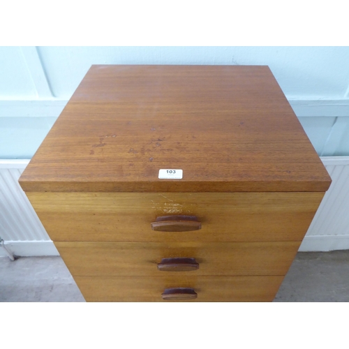 103 - A G-Plan teak dressing chest with six drawers, raised on splayed legs  45